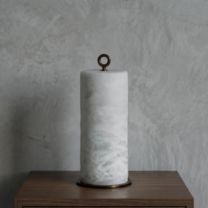 Natural Alabaster Cylinder Table Lamp