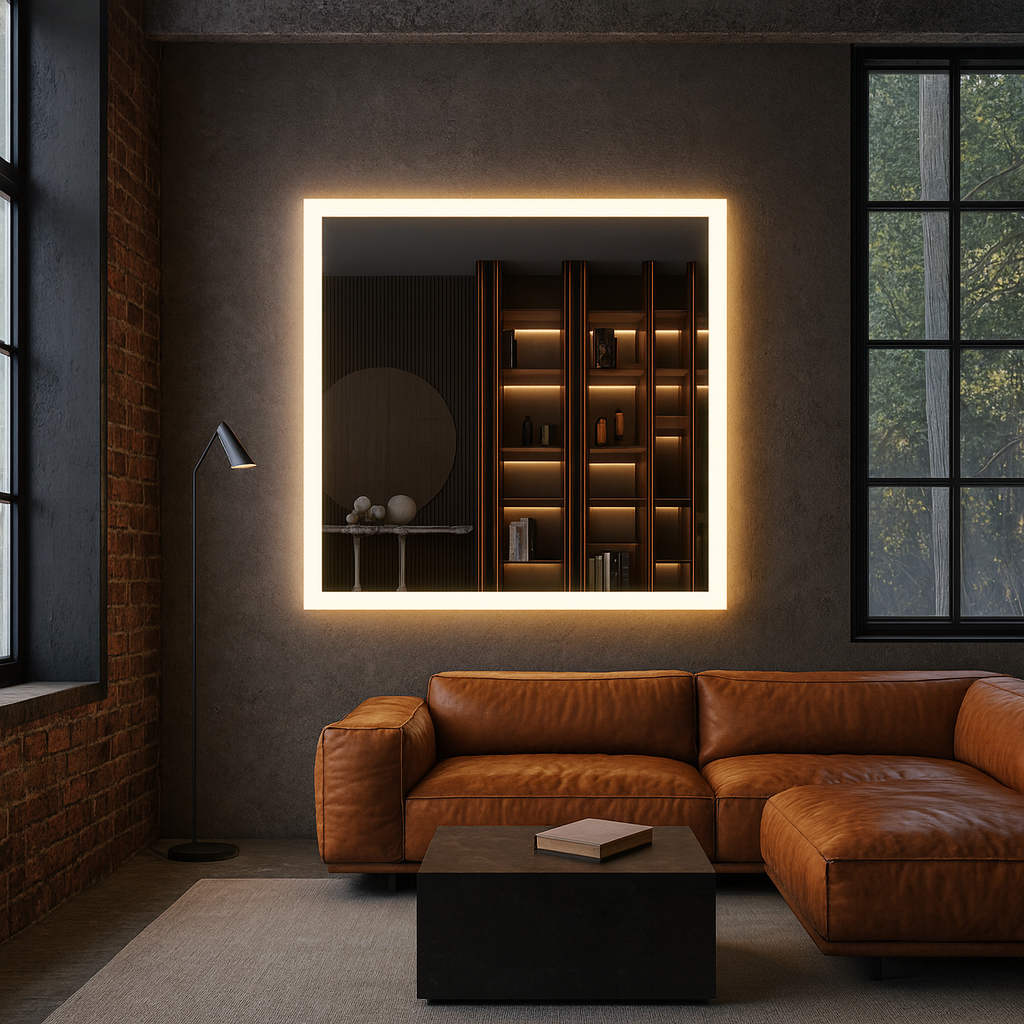 LED Wall Mirror – Modern Square Backlit Vanity Mirror, Luxury Lighted Mirror