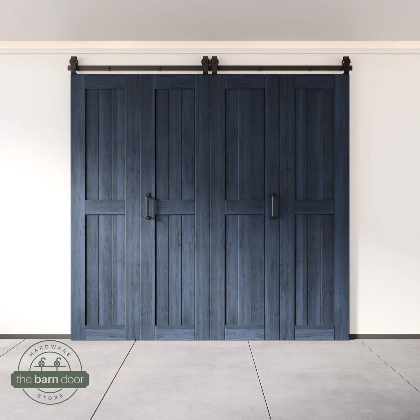 Biparting Bifold Barn Door Kit - 4 Doors with Black Hardware for Large Closet Openings