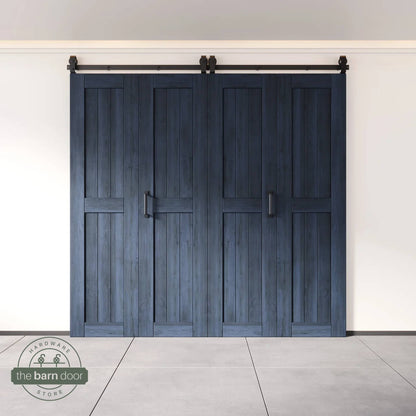 Biparting Bifold Barn Door Kit - 4 Doors with Black Hardware for Large Closet Openings