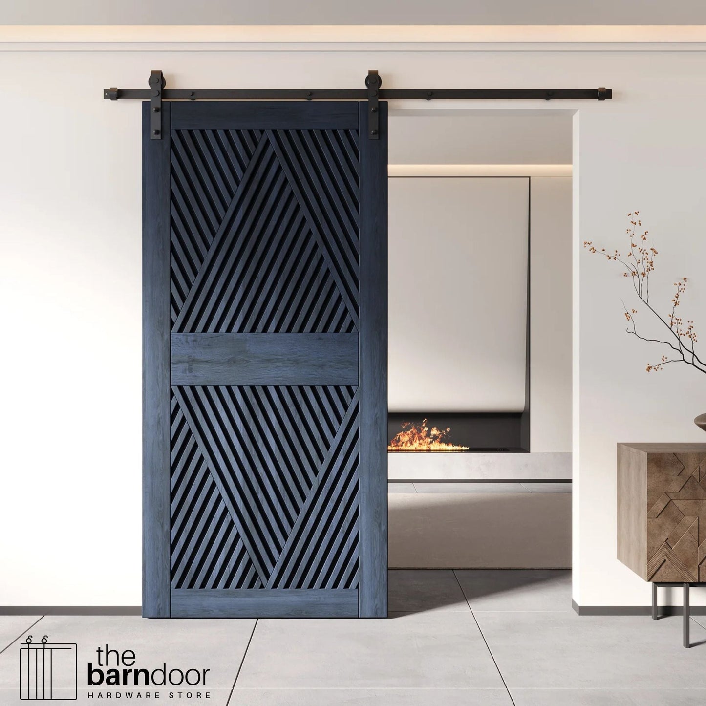 Pine Wood Barn Door DIY Kit - Diamond Pattern Sliding Door with Pre-Drilled Holes