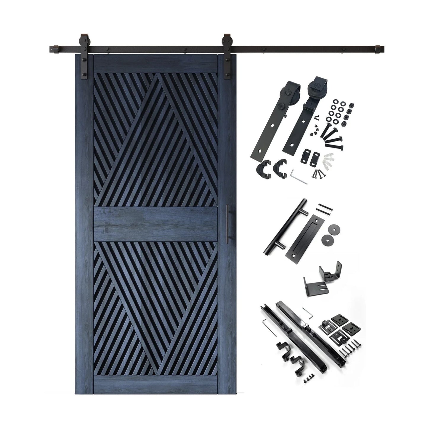 Barn Door Kit Diamond Pattern - Matte Black Hardware with 8 Custom Color Finishes