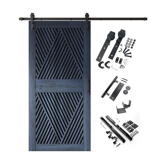 Barn Door Kit Diamond Pattern - Matte Black Hardware with 8 Custom Color Finishes