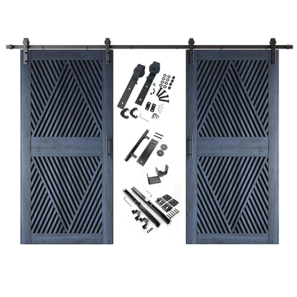 Double Barn Door Kit - Diamond Pattern with Matte Black Hardware & 8 Color Finishes