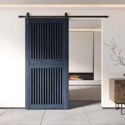 Vertical Slat Barn Door Kit - Black Hardware with DIY Unassembled System & Custom Finishes