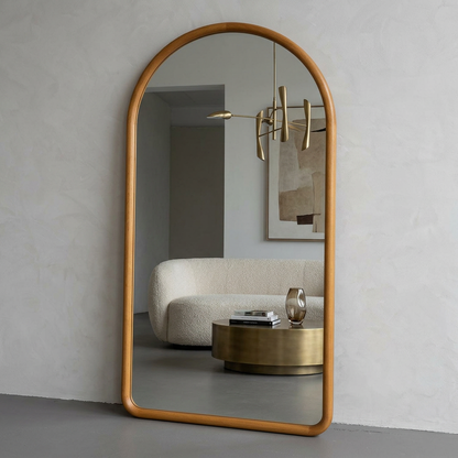 Arched Full Length Mirror – Natural Beech Wood Frame, Modern Elegance Home Decor
