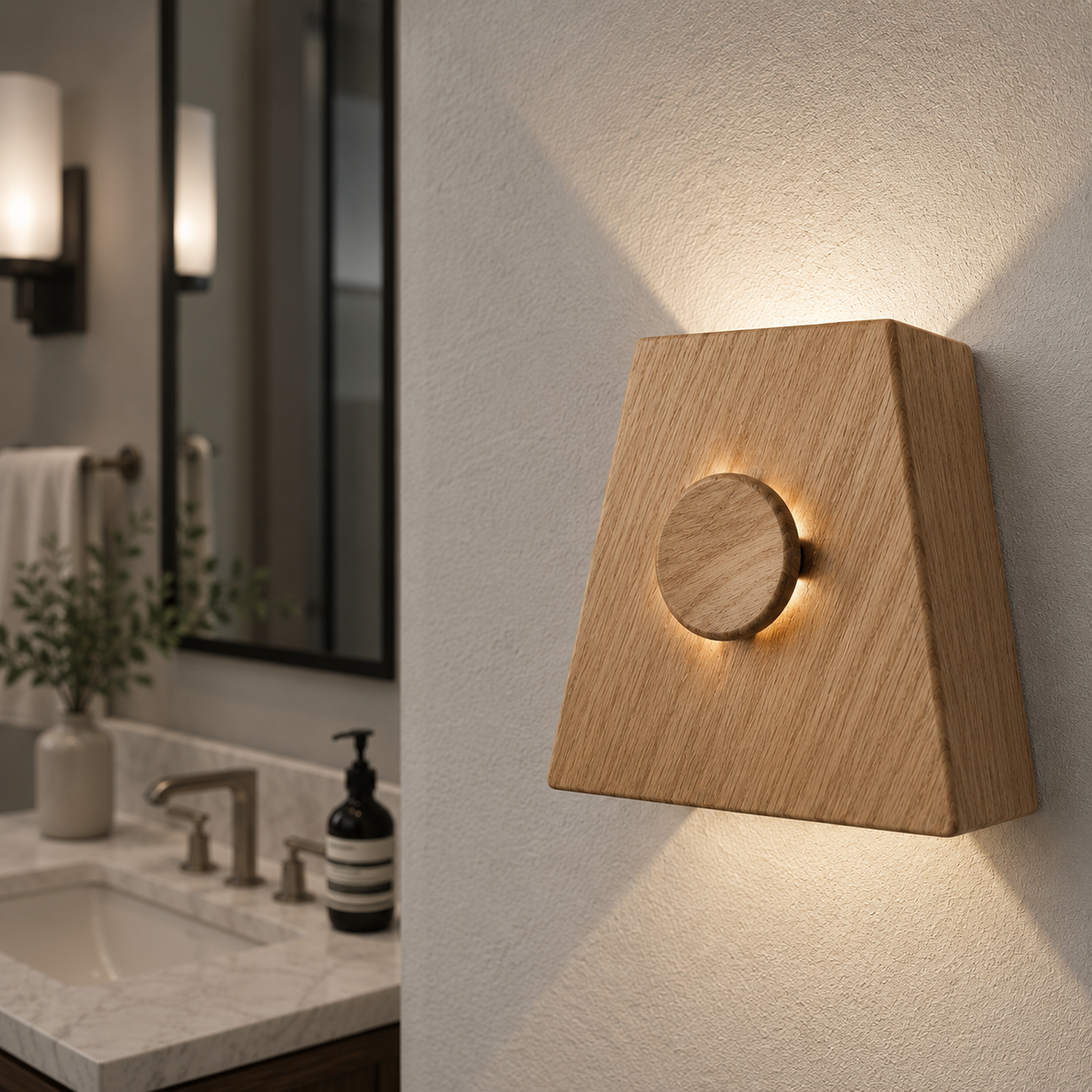 Wooden LED Wall Sconce, Modern Wood Wall Light, Handmade Wall Lamp, Minimalist Bathroom Bedroom Hallway Lighting
