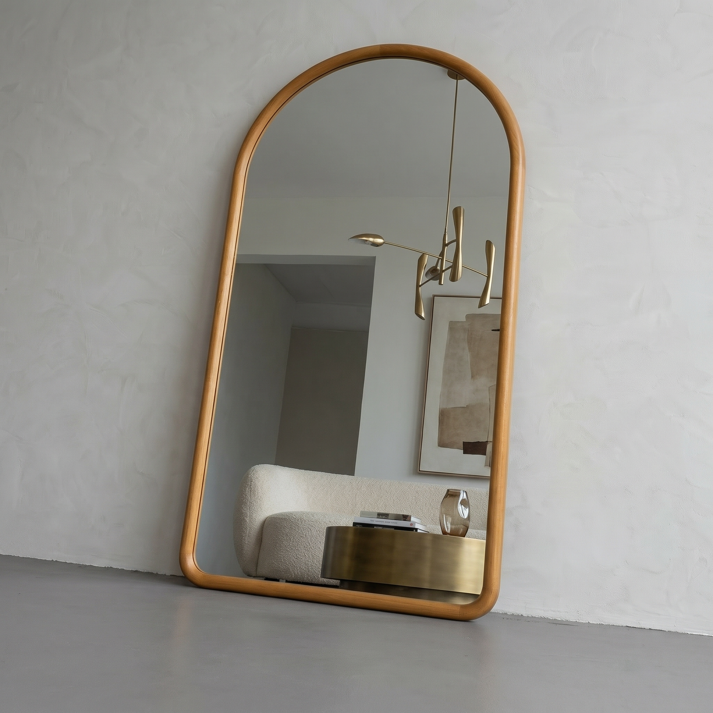 Arched Full Length Mirror – Natural Beech Wood Frame, Modern Elegance Home Decor