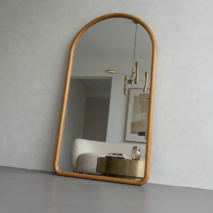 Arched Full Length Mirror – Natural Beech Wood Frame, Modern Elegance Home Decor