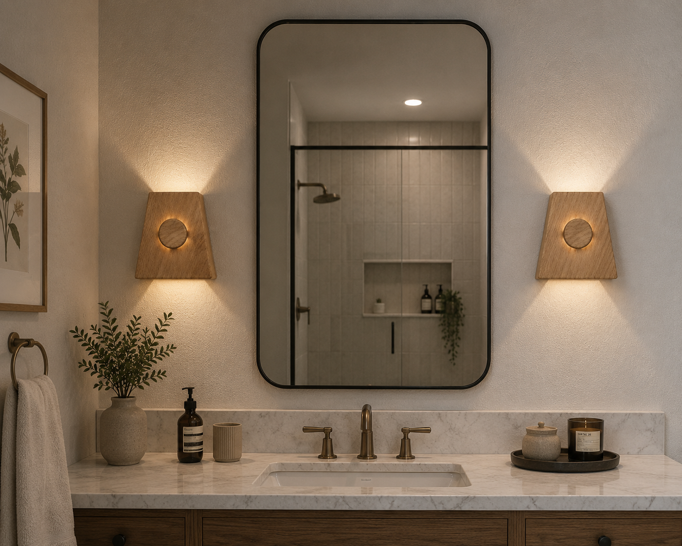 Wooden LED Wall Sconce, Modern Wood Wall Light, Handmade Wall Lamp, Minimalist Bathroom Bedroom Hallway Lighting