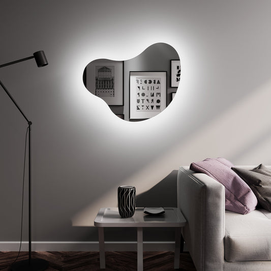 LED Bathroom Mirror Irregular Shape – Modern Asymmetrical Backlit Wall Mirror