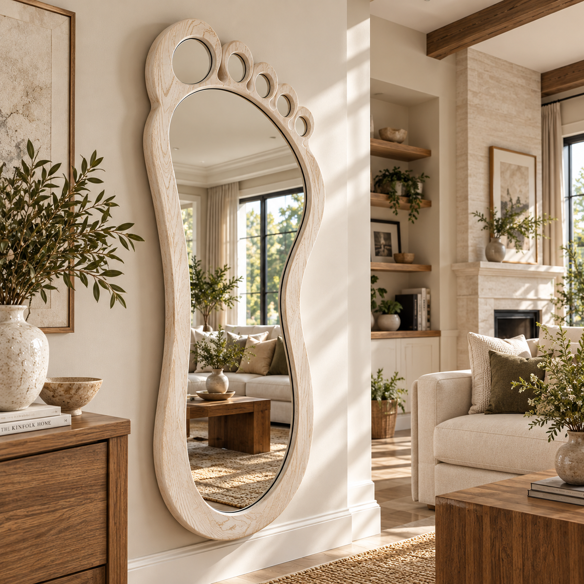 Footprint Wall Mirror, Solid Linden Wood Frame, Full Length Mirror