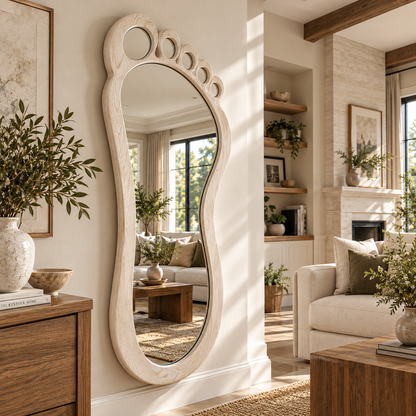 Footprint Wall Mirror, Solid Linden Wood Frame, Full Length Mirror