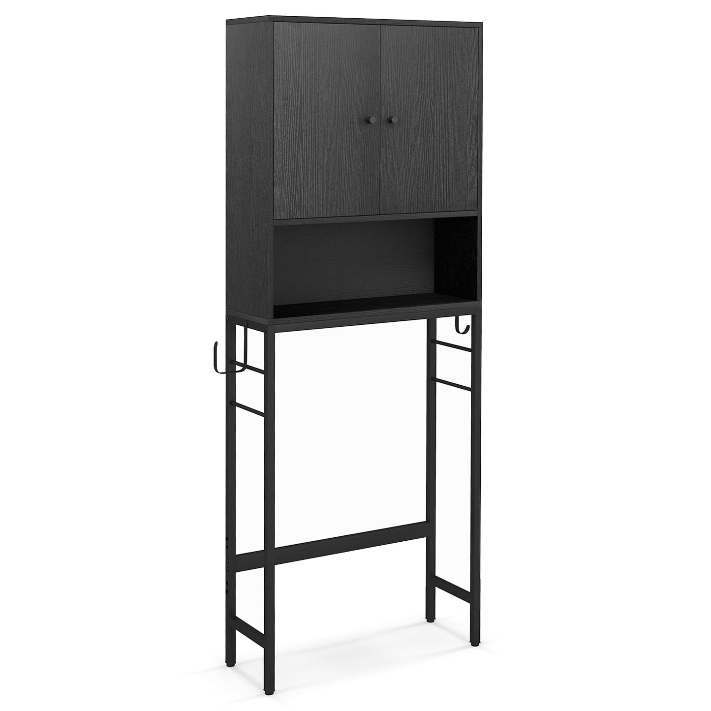 Over The Toilet Storage Cabinet | 2 Doors, Adjustable Shelf – Black