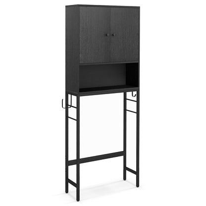 Over The Toilet Storage Cabinet | 2 Doors, Adjustable Shelf – Black