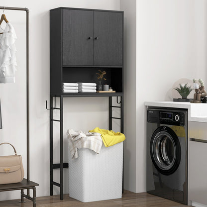 Over The Toilet Storage Cabinet | 2 Doors, Adjustable Shelf – Black