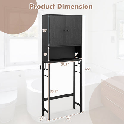 Over The Toilet Storage Cabinet | 2 Doors, Adjustable Shelf – Black