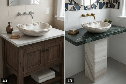 Luxury Marble Bathroom Sink – Hand-Carved Natural Stone Vessel Basin, Elegant Vanity Bowl