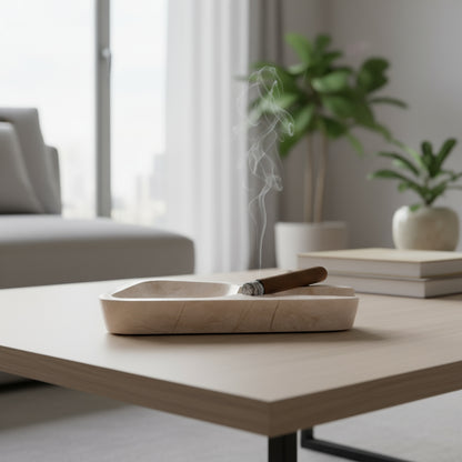 Marble Ashtray – Grey Natural Stone Cigar & Cigarette Holder | Hand-Carved Luxury Ashtray