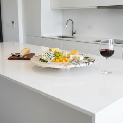 Marble Tray – Calacatta Viola Natural Stone Serving Tray (19x40x4 cm) Luxury Decorative Stand