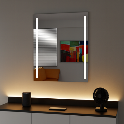 LED Bathroom Mirror – Vertical Lighted Vanity Mirror, Modern Wall Mirror with Dual LED Strips