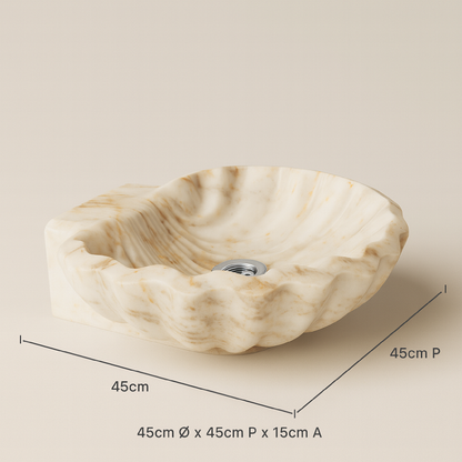 Marble Sink – Luxury Stone Sink Shell Bathroom Basin (45x45x15 cm)