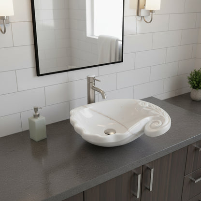 Luxury Marble Vanity – Hand-Carved Natural Stone Bathroom Basin with Floral Detail 23.6"x15.7"x5.9" (60x40x15 cm)