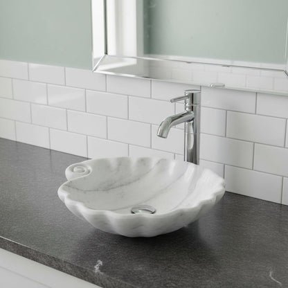 Luxury Marble Vessel Sink – Hand-Carved Shell Design Natural Stone Bathroom Basin