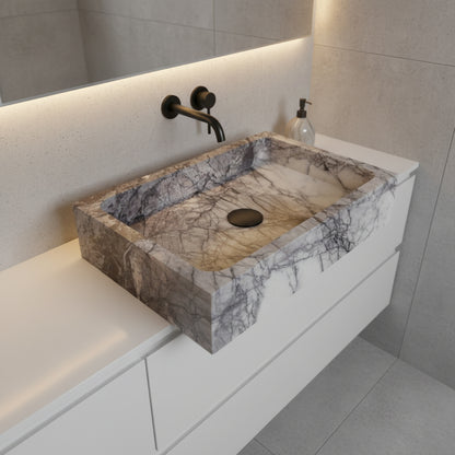Marble Bathroom Sink – Lilac Marble Rectangular Stone Vessel Sink