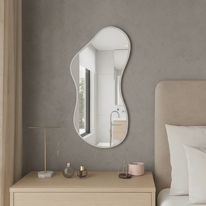 Wavy Wall Mirror – Modern Irregular Blob Mirror with Black Frame
