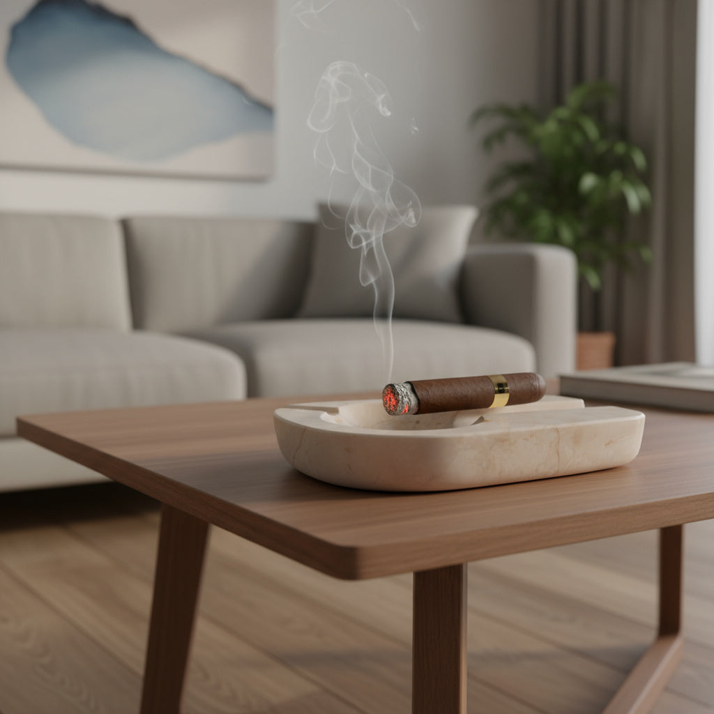 Marble Cigar Ashtray – Grey Natural Stone Luxury Handmade Ashtray