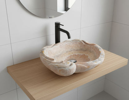 Marble Sink – Luxury Stone Sink Bathroom Basin (50x55x15 cm), Handcrafted Natural Marble Vanity Bowl