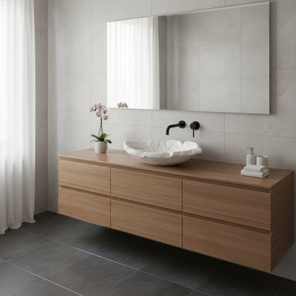 Luxury Marble Vessel Sink – Handcrafted Natural Stone Bathroom Basin, Designer Vanity Bowl