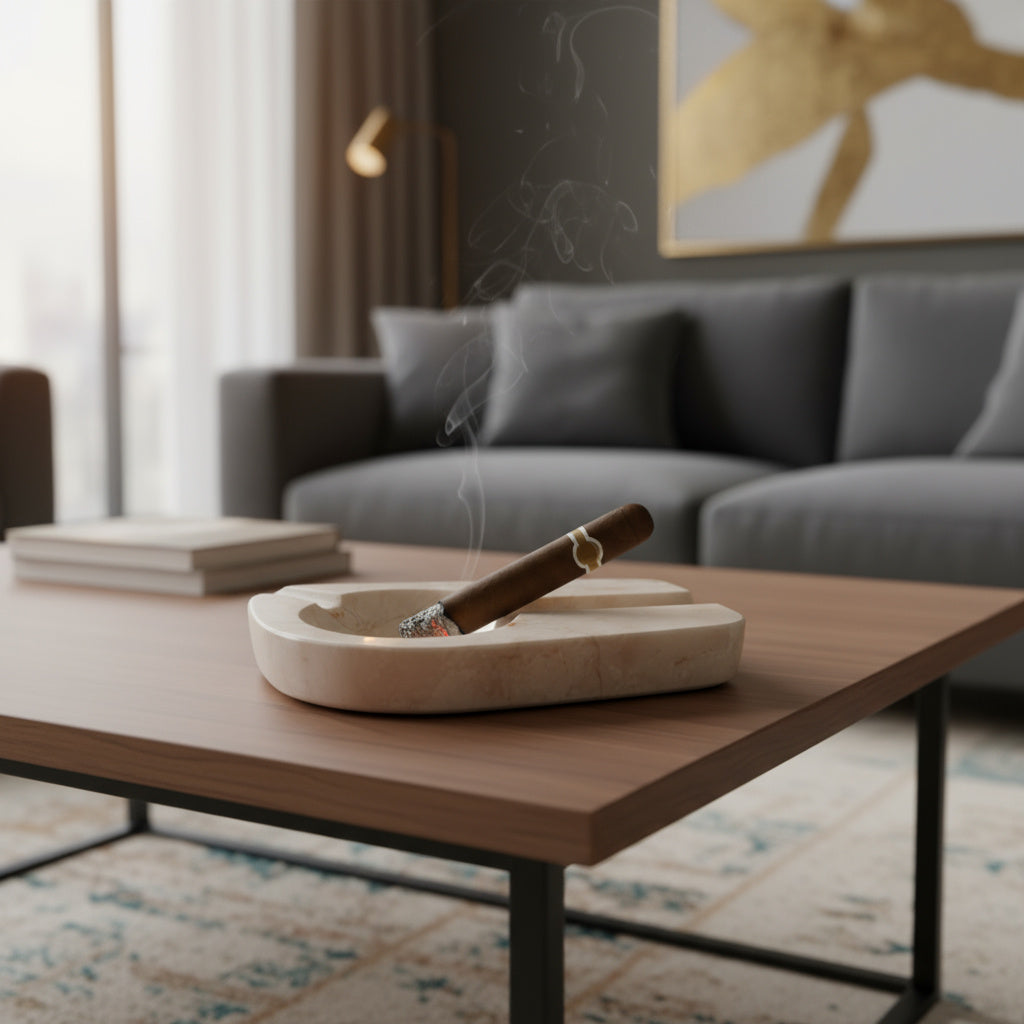 Marble Cigar Ashtray – Grey Natural Stone Luxury Handmade Ashtray