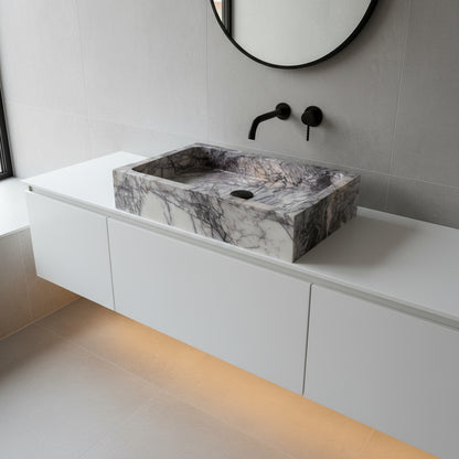 Marble Bathroom Sink – Lilac Marble Rectangular Stone Vessel Sink