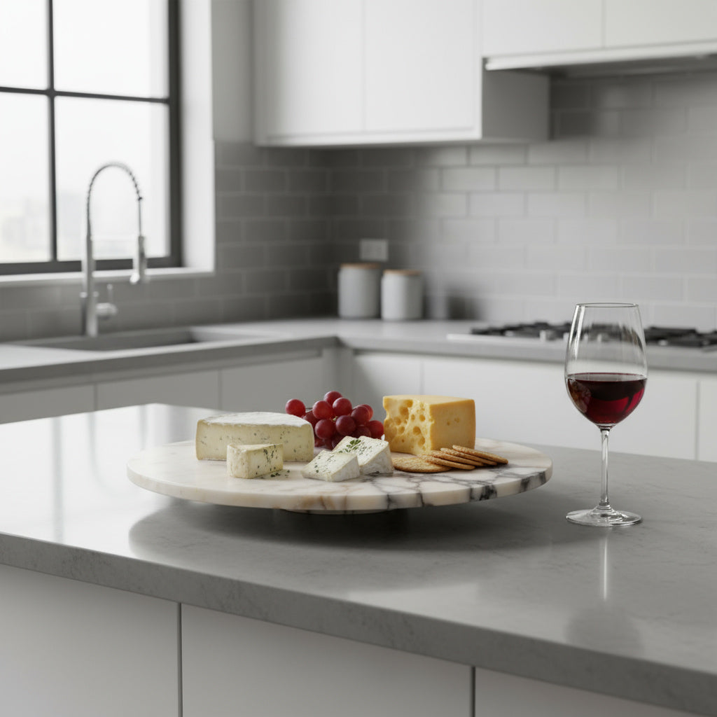 Marble Tray – Calacatta Viola Natural Stone Serving Tray (19x40x4 cm) Luxury Decorative Stand