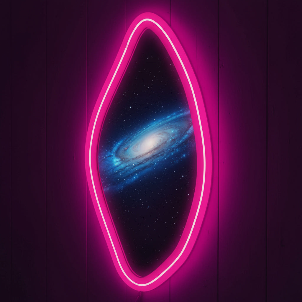 Neon LED Wavy Wall Mirror – Modern Irregular Shape MDF Frame Mirror | Decorative Accent for Bedroom & Living Room