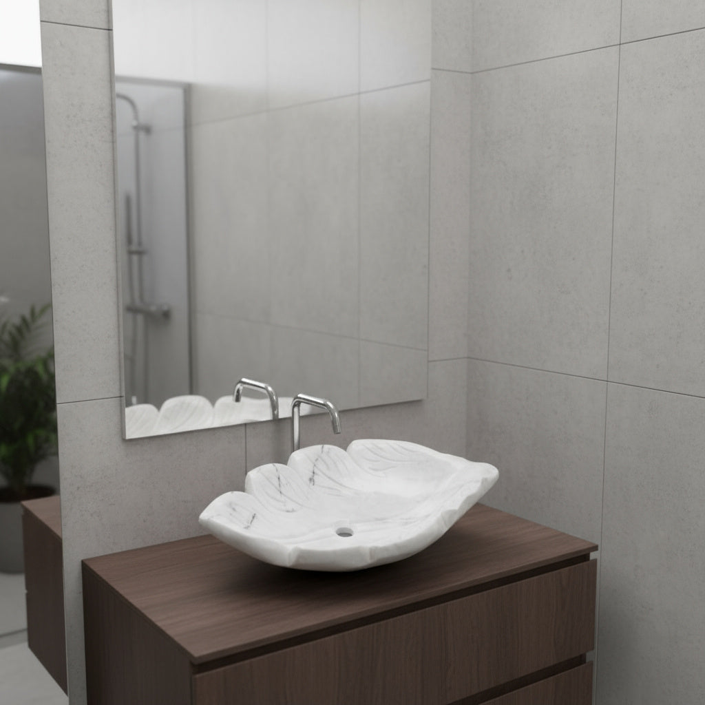 Luxury Marble Vessel Sink – Handcrafted Natural Stone Bathroom Basin, Designer Vanity Bowl
