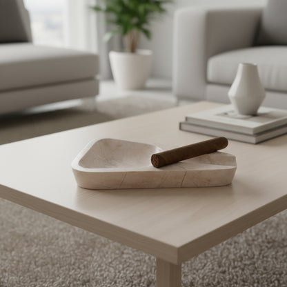 Marble Ashtray – Grey Natural Stone Cigar & Cigarette Holder | Hand-Carved Luxury Ashtray