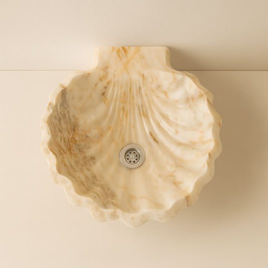 Marble Sink – Luxury Stone Sink Shell Bathroom Basin (45x45x15 cm)
