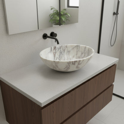 Marble Sink – Calacatta Viola Oval Vessel Bathroom Sink | Natural Stone Above-Counter Basin