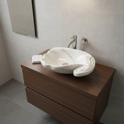Luxury Marble Vanity – Hand-Carved Natural Stone Bathroom Basin with Floral Detail 23.6"x15.7"x5.9" (60x40x15 cm)