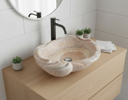 Marble Sink – Luxury Stone Sink Bathroom Basin (50x55x15 cm), Handcrafted Natural Marble Vanity Bowl