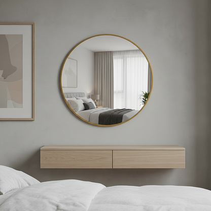 Round Wall Mirror – Modern Black Frame Mirror for Living Room & Entryway