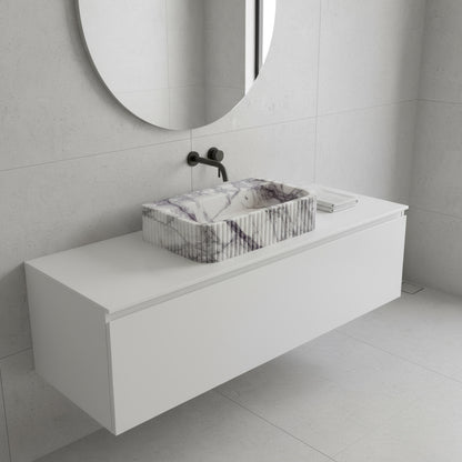 Luxury Marble Bathroom Sink – New York Marble Wall-Mount Vanity with Ribbed Texture