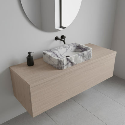 Luxury Marble Bathroom Sink – New York Marble Wall-Mount Vanity with Ribbed Texture