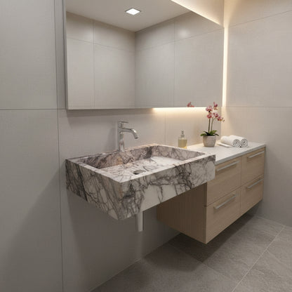 Marble Bathroom Sink – Lilac Marble Rectangular Stone Vessel Sink