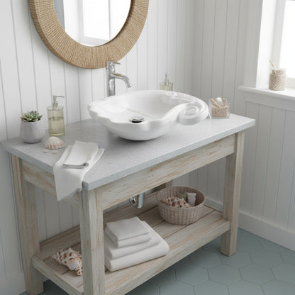 Luxury Marble Vanity – Hand-Carved Natural Stone Bathroom Basin with Floral Detail 23.6"x15.7"x5.9" (60x40x15 cm)