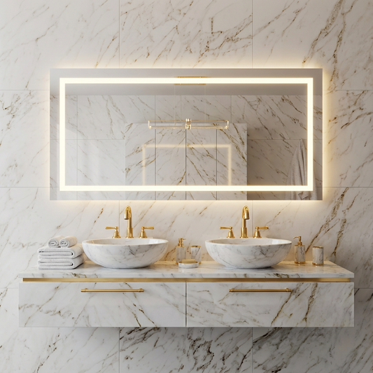 LED Full Length Mirror – Lighted Floor & Wall Mounted Vanity Mirror, Modern Dressing Mirror with Backlit Frame