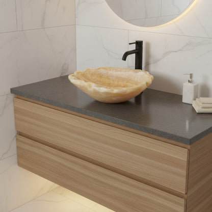 Luxury Marble Vessel Sink – Hand-Carved Natural Stone Bathroom Basin, Amber Onyx Vanity Bowl